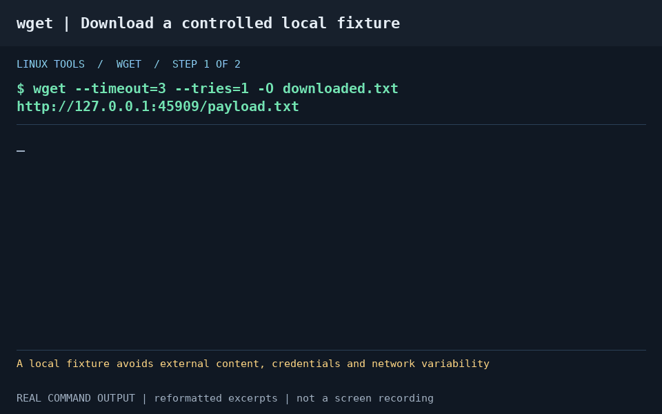 wget 从隔离回环服务下载实验文件，再比较校验值，区分传输完成和内容正确